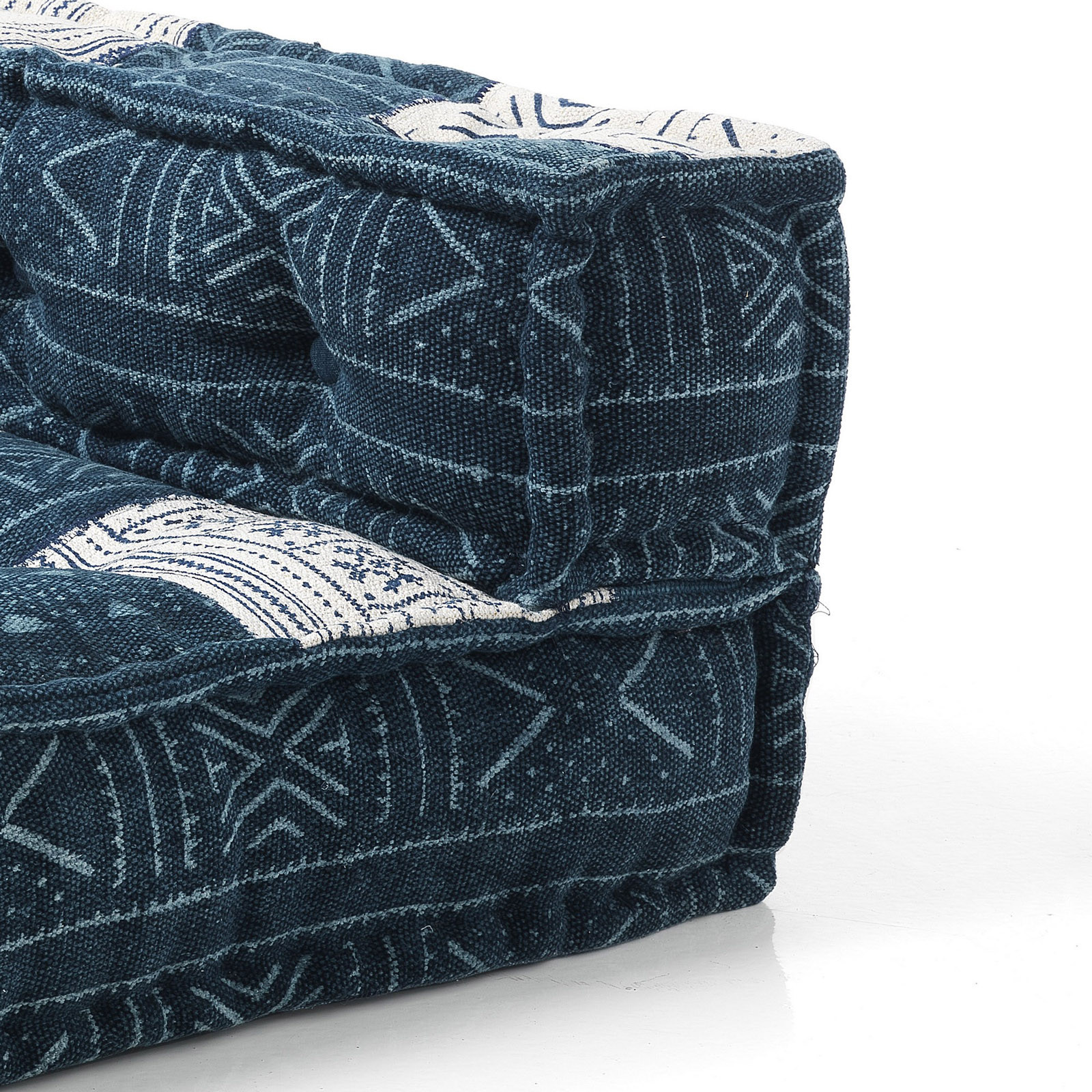 Divano 2 Posti Kamar High Composizione 05 rivestimento Cotone 100% Blu e Bianco, 160x80xh60 cm