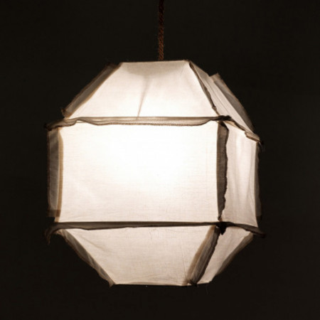 Lampadario Tina in Cotone Bianco naturale per interno/esterno, 40x40xh55 cm