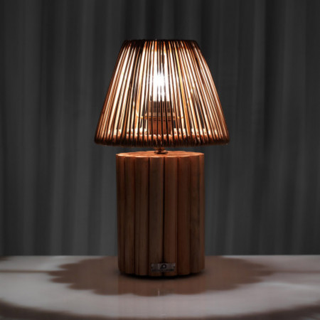 Lampada da Tavolo Sandra in Rattan, d22.5xh40 cm
