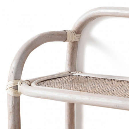 Mensola da Parete 2 ripiani Hanna Evo in Rattan sbiancato, 43x20xh50 cm
