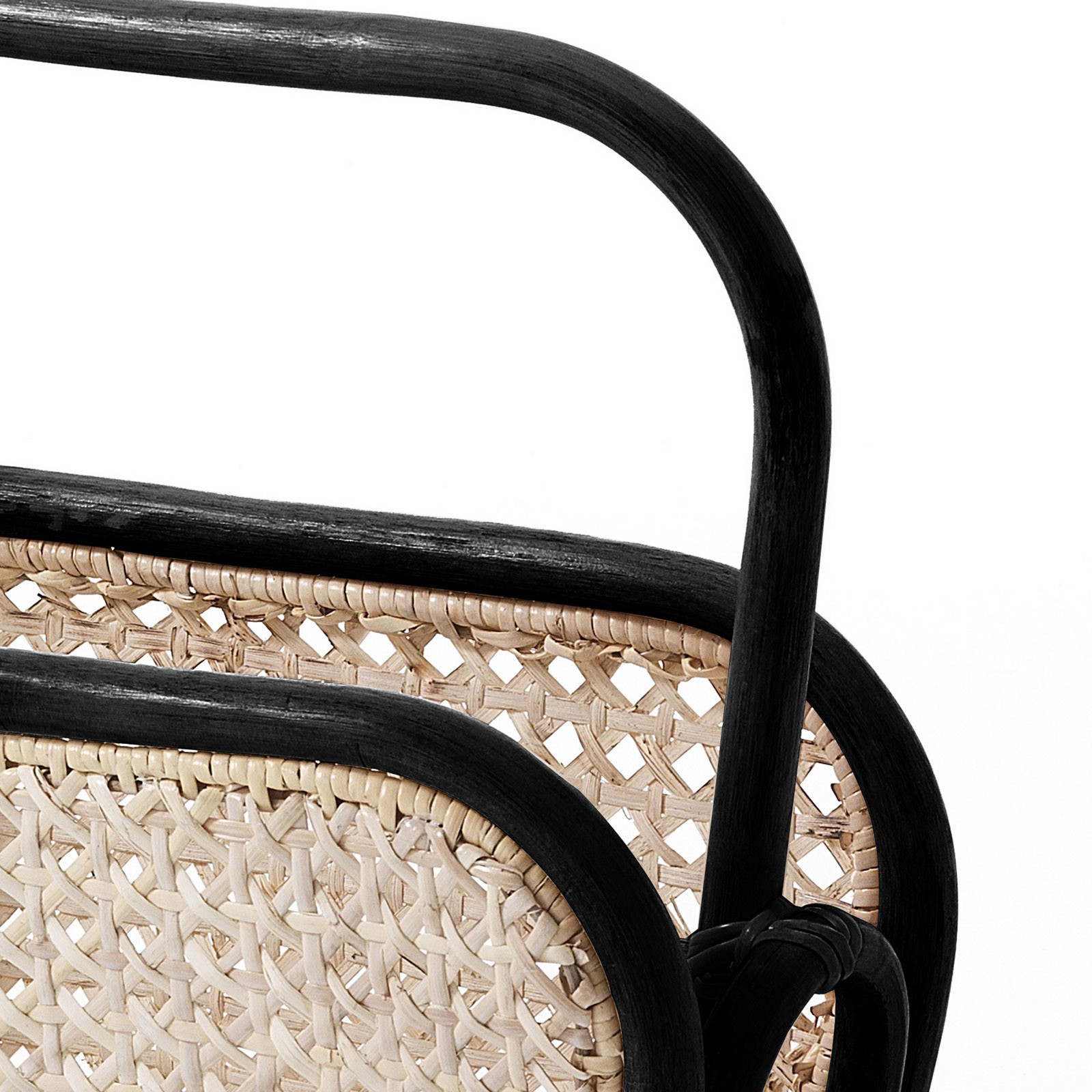 Portariviste Hanna Black in Rattan Nero, 40x20xh41 cm