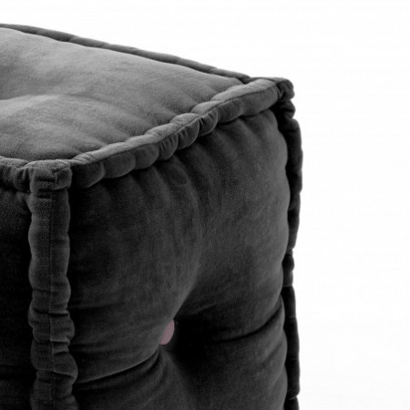 Pouf Quadrato Gianna Velvet Grey in Cotone Grigio effetto velluto, 40x40xh40 cm