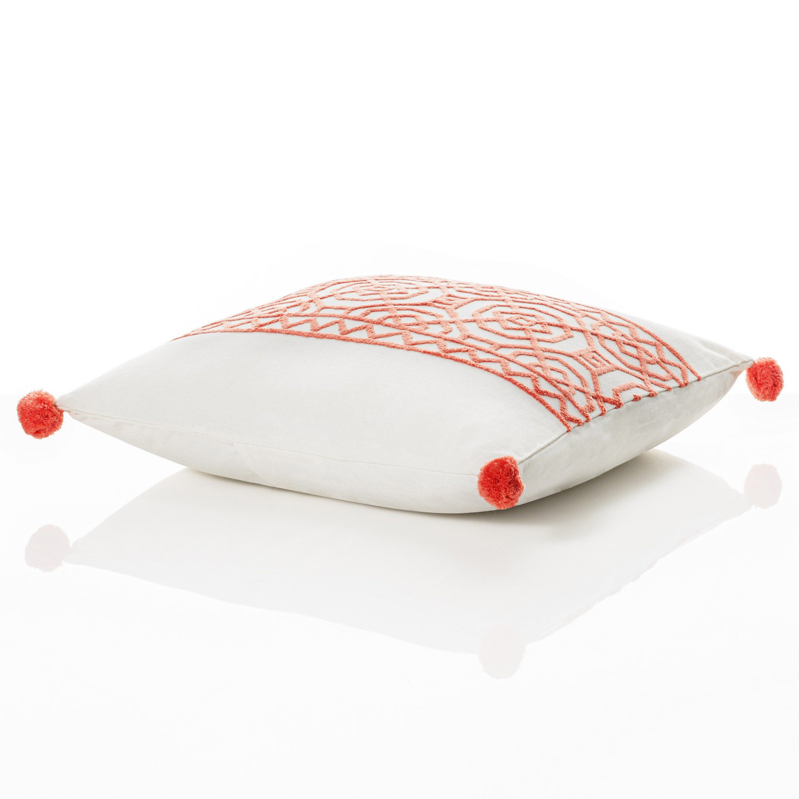 Cuscino Dolly rivestimento Cotone 100% sfoderabile Bianco Arancione, 45x45 cm