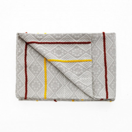 Plaid Cotone Fassa 100% cotone Bianco decorato, 190x135 cm