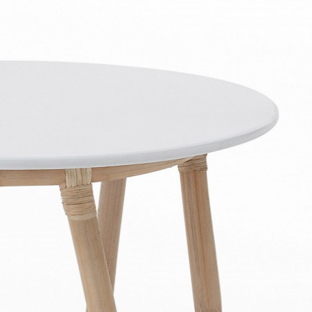 Tavolino Alto Vienna in Rattan con top laccato Bianco, d50xh55 cm
