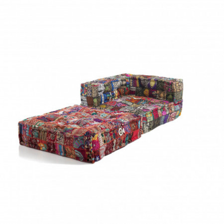 Poltrona / Chaise Longue Kamar High Composizione 34 rivestimento Cotone 100% patchwork Multicolore, 80x80xh60 cm