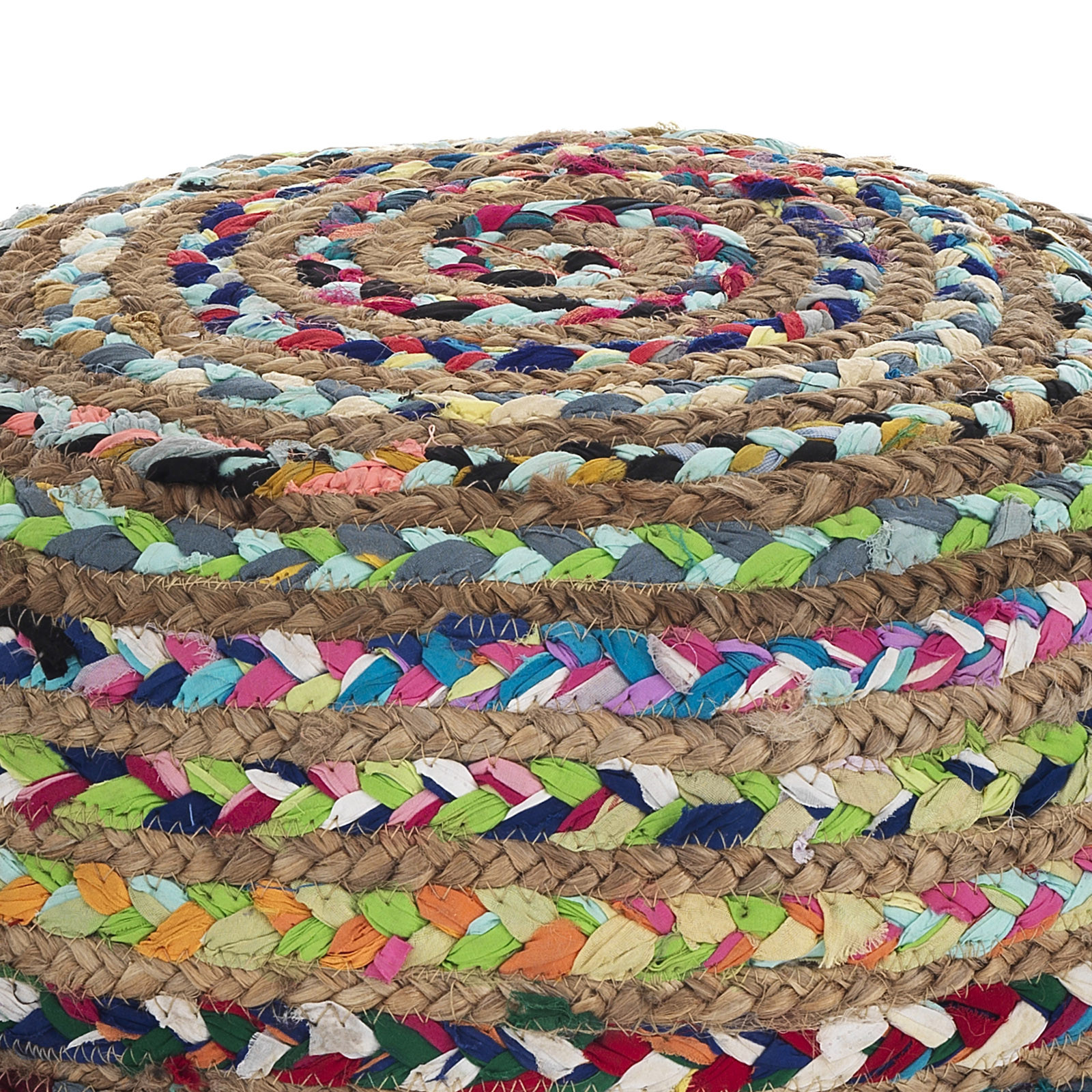 Pouf rotondo Color C in Juta Multicolore, d45xh45 cm