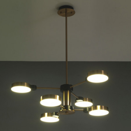 Lampadario LED Akos-A in Metallo verniciato Ottone, d60 h74 cm