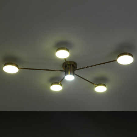 Lampadario LED Akos-B in Metallo verniciato Ottone, 100x70 h13 cm
