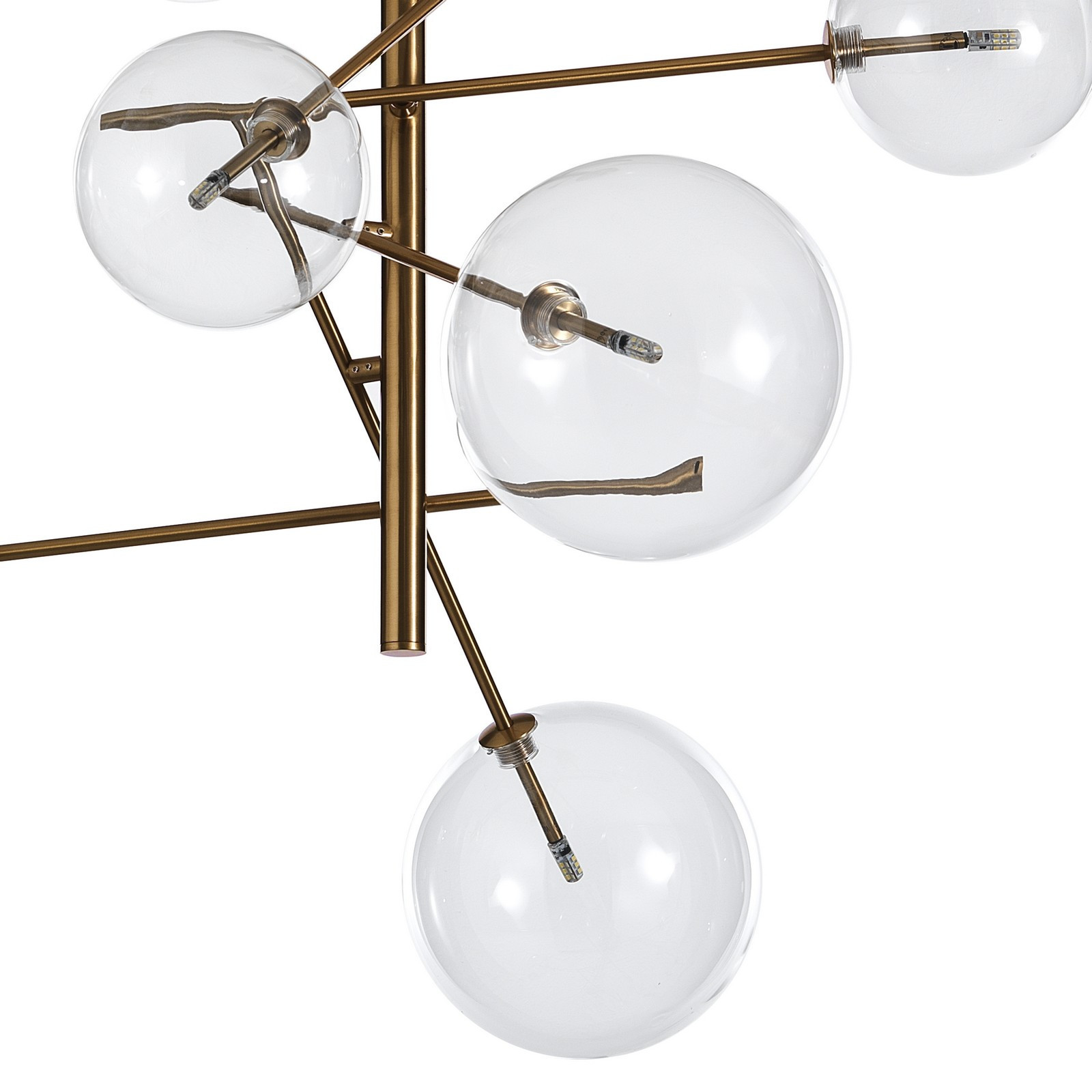 Lampadario Jek in Metallo verniciato Ottone con sfere in vetro, d80 h80 cm