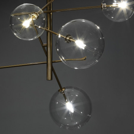 Lampadario Jek in Metallo verniciato Ottone con sfere in vetro, d80 h80 cm