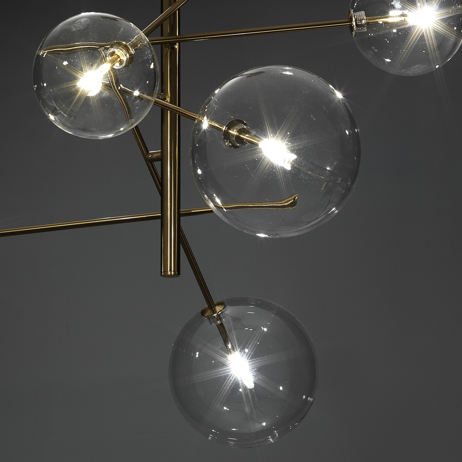 Lampadario Jek in Metallo verniciato Ottone con sfere in vetro, d80 h80 cm