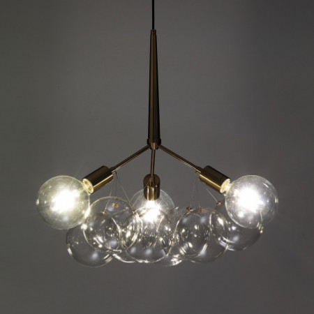 Lampadario Hero in Metallo verniciato Ottone con sfere in vetro, d60 h60 cm