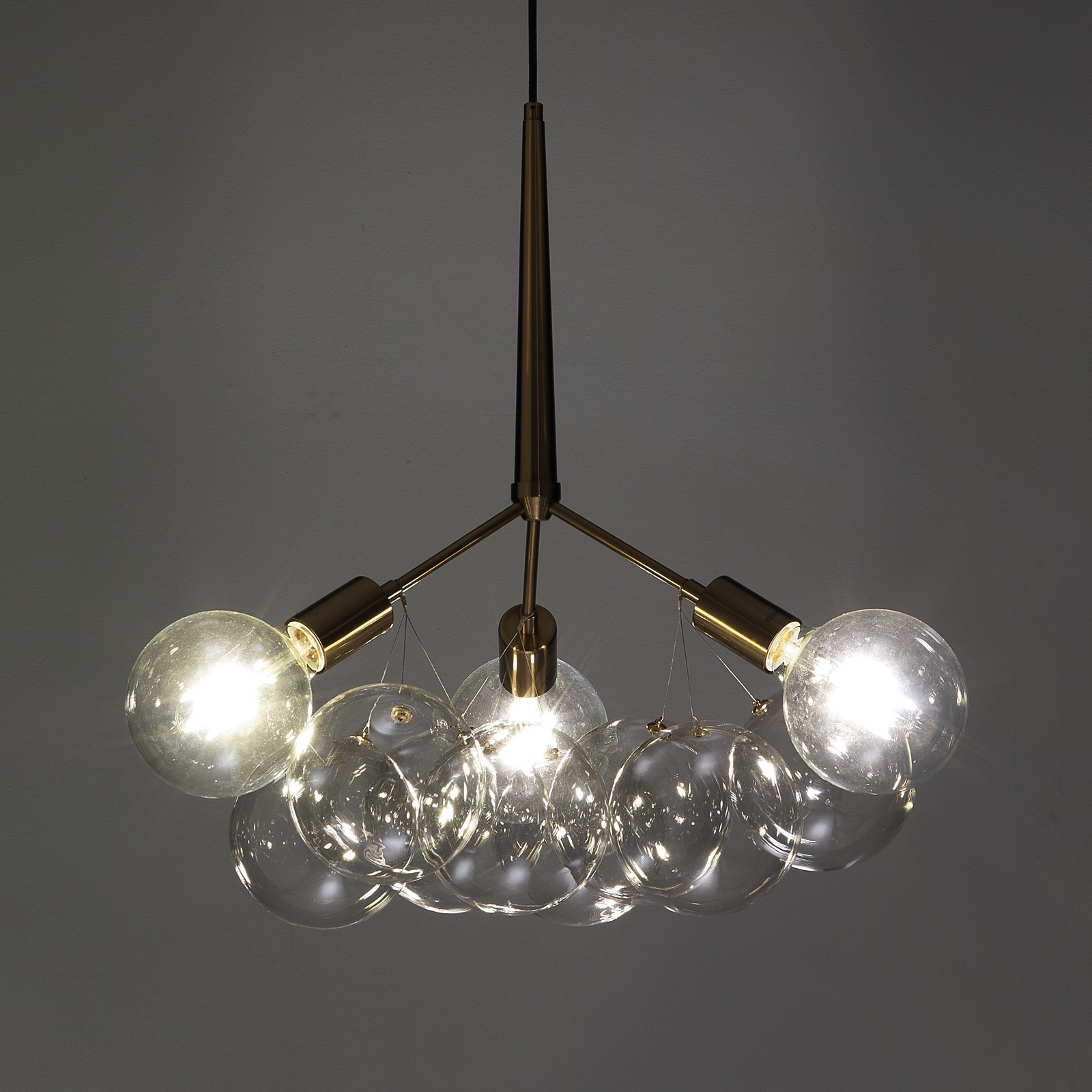 Lampadario Hero in Metallo verniciato Ottone con sfere in vetro, d60 h60 cm