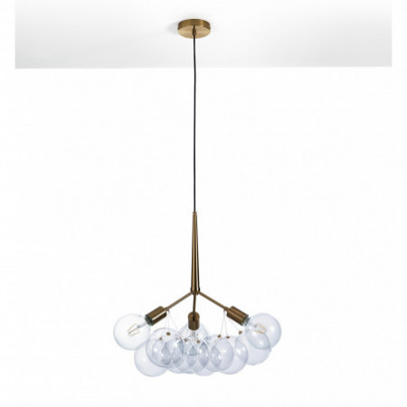 Lampadario Hero in Metallo verniciato Ottone con sfere in vetro, d60 h60 cm