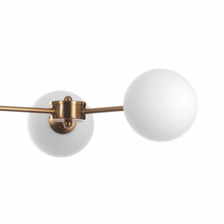 Lampadario Ciakko in Metallo verniciato Ottone opaco e sfere in Vetro Bianco opaco, 120x68 h90-150 cm