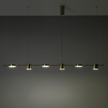 Lampadario LED Mind in Alluminio colore Ottone anticato opaco regolabile, 160x10 h130 cm