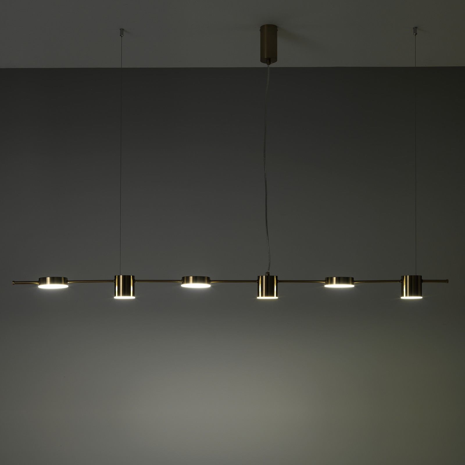 Lampadario LED Mind in Alluminio colore Ottone anticato opaco regolabile, 160x10 h130 cm