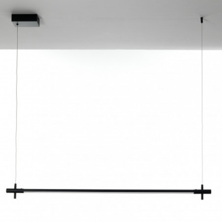 Lampadario Tube in Alluminio Nero opaco con filo elettrico regolabile, d2.2x120 cm