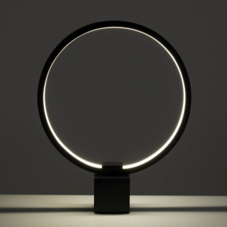Lampada da Tavolo LED Holes in Metallo verniciato Nero opaco con base in Marmo Nero, 30x7 h37 cm