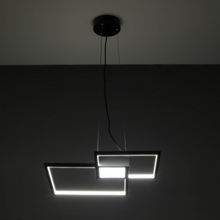 Lampadario LED Plaza Black in Metallo Nero opaco filo regolabile, 54x54 h8 cm