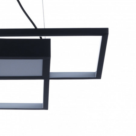 Lampadario LED Plaza Black in Metallo Nero opaco filo regolabile, 54x54 h8 cm