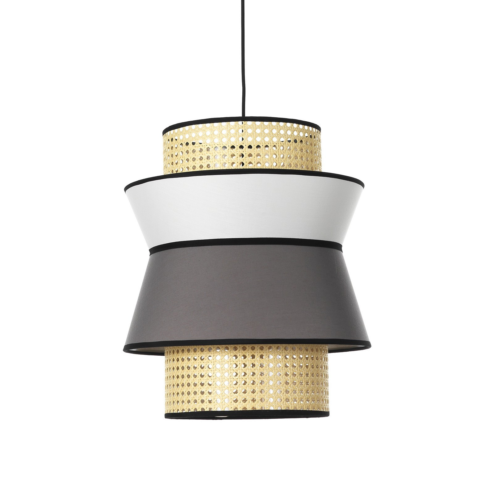 Lampadario rivestito in tessuto colorato Grigio