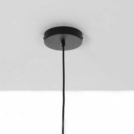 Lampadario Provenza-B rivestito in Tessuto colorato Grigio, Bianco e paglia di Vienna cn cavo regolabile, d39 h46 cm