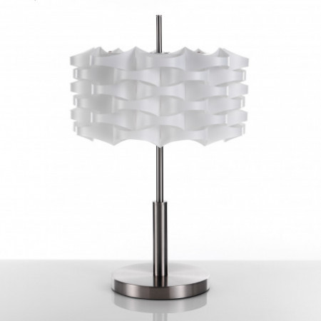 Lampada da tavolo in polipropilene Bianco opaco fusto in Acciaio satinato dimensioni lampada cm H.47 x D.36