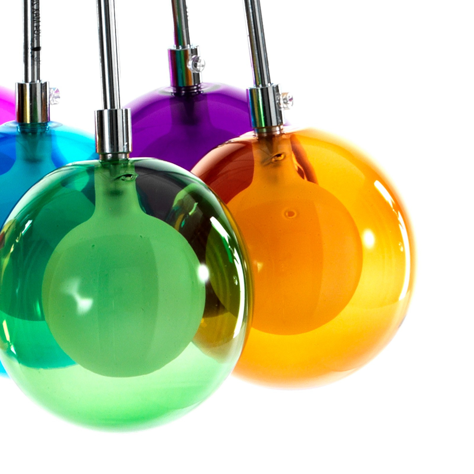 Lampadario 7 Luci Balls Colors con sfere in Vetro colorato, h110 d32 cm