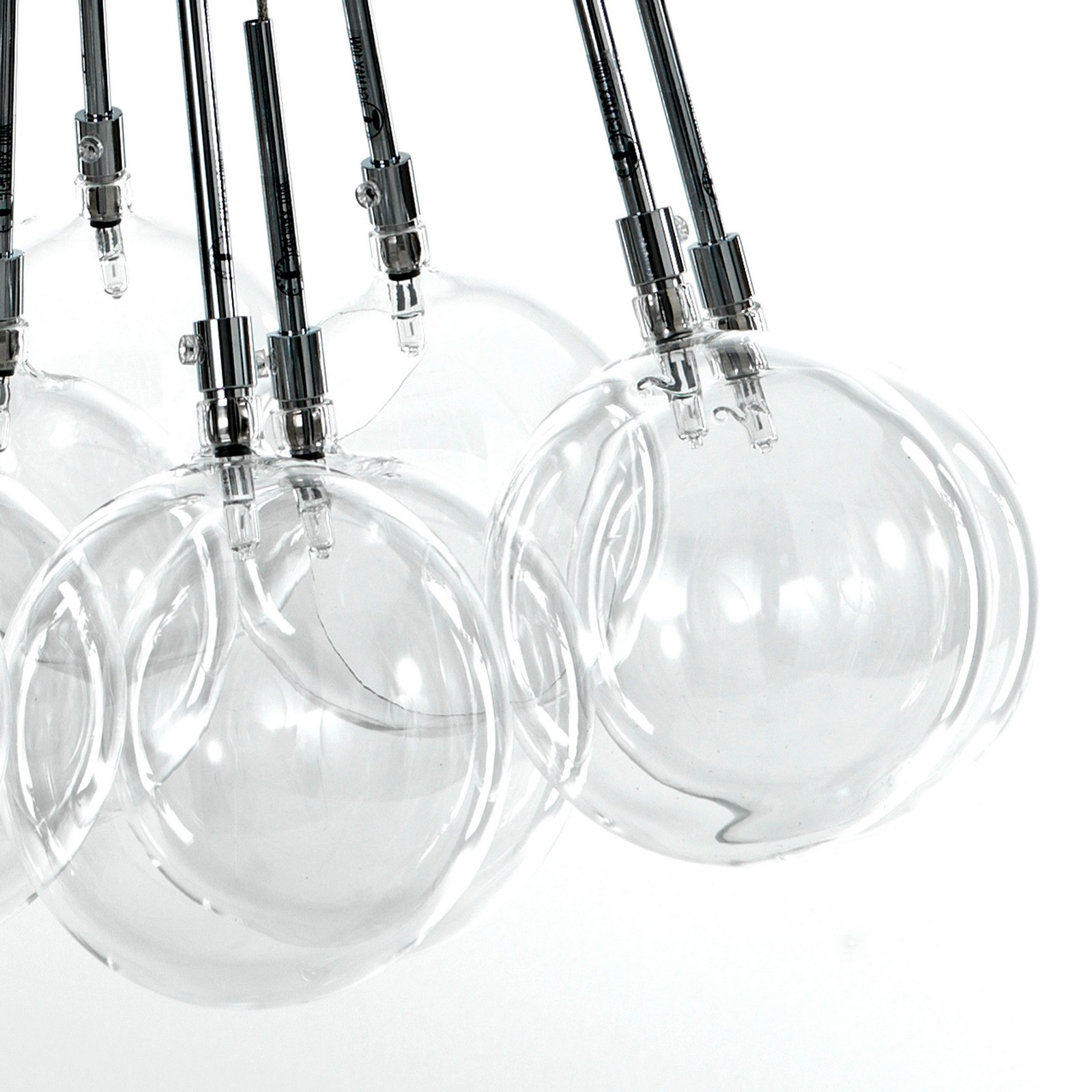 Lampadario Balls Big con sfere in Vetro Trasparente, d60 h80 cm