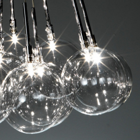 Lampadario Balls Big con sfere in Vetro Trasparente, d60 h80 cm