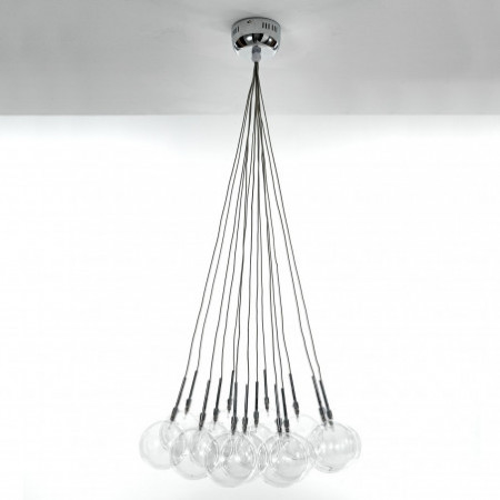 Lampadario Balls Big con sfere in Vetro Trasparente, d60 h80 cm