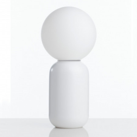 Lampada da tavolo realizzata in ceramica colore Bianco opaco sfera in vetro Bianco opaco dimensioni cm. D.14 x H.32