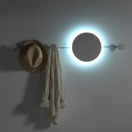 Applique LED / Appendiabiti Nas in Acciaio di Bianco opaco, 97x25 cm