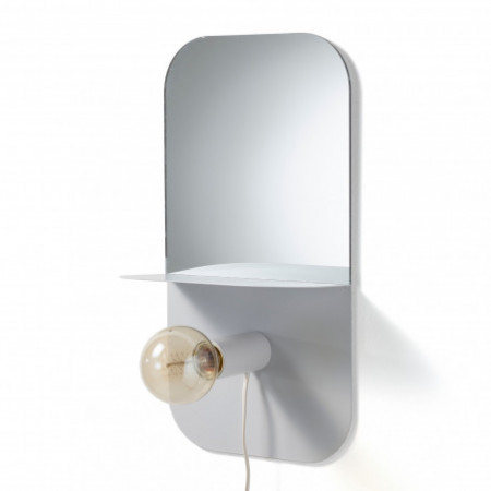 Lampada Dea Mensola specchio comodino in Metallo Bianco opaco con luce con magnete,