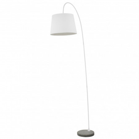 Lampada da terra realizzata in metallo colore Bianco opaco paralume in tessuto Bianco dimensioni lampada cm. H.210 x D29