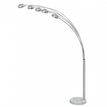 Lampada da terra Five in Metallo cromato base in Marmo Bianco, h216 cm