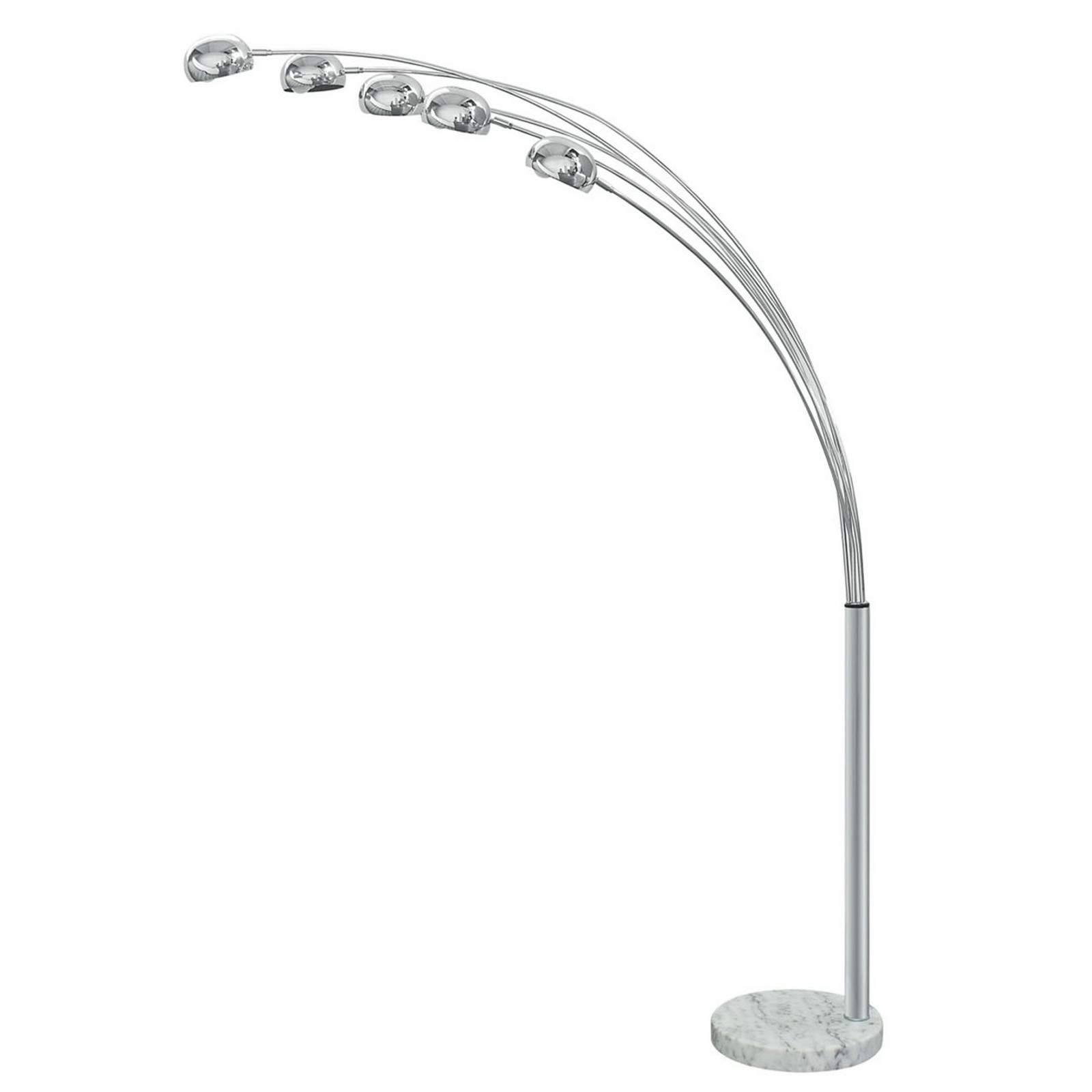 Lampada da terra Five in Metallo cromato base in Marmo Bianco, h216 cm
