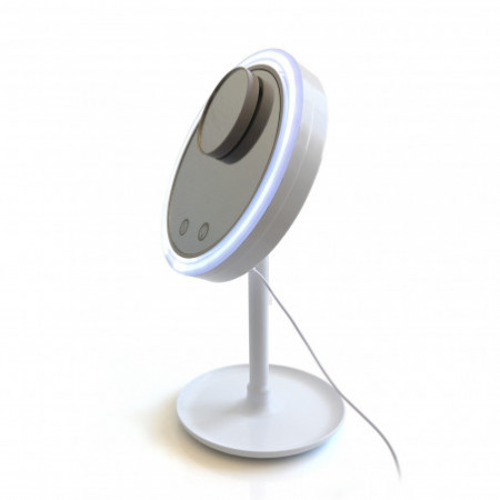Specchio da Tavolo con Led Touch 2 intensità  Bianco lucido, 20x17xh35 cm
