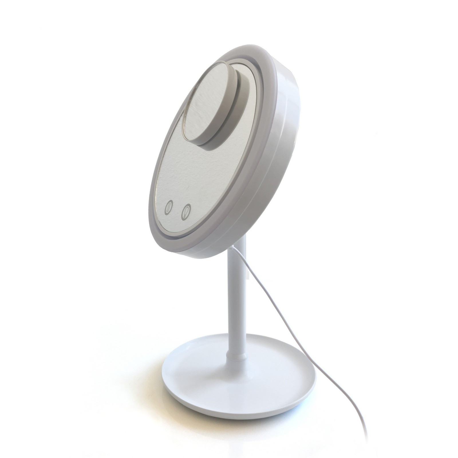 Specchio da Tavolo con Led Touch 2 intensità  Bianco lucido, 20x17xh35 cm