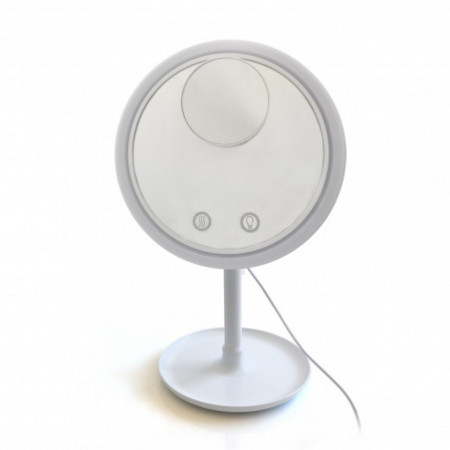 Specchio da Tavolo con Led Touch 2 intensità  Bianco lucido, 20x17xh35 cm