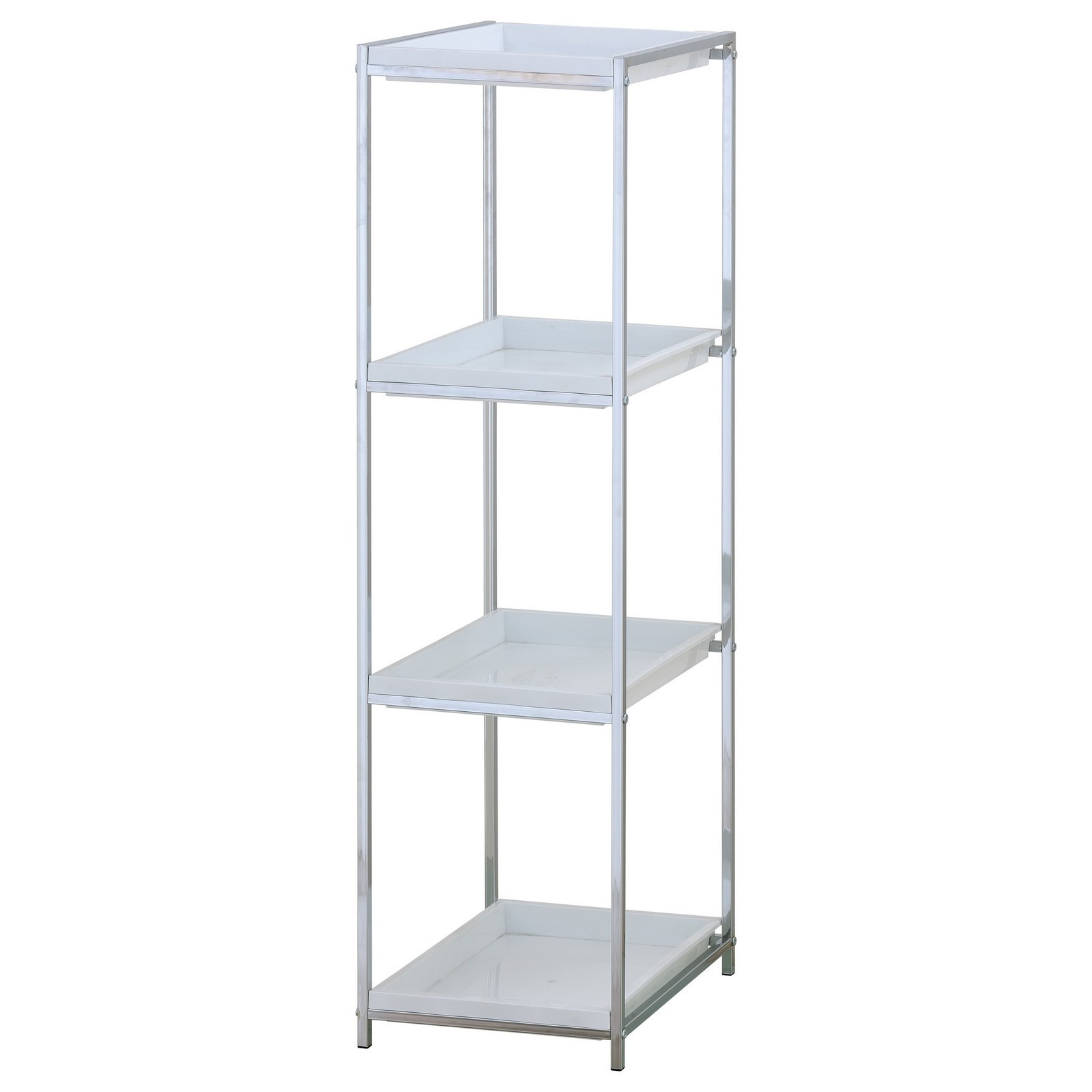 Scaffale Romina in Metallo Cromato e ABS Bianco, 31x38.5xh115 cm