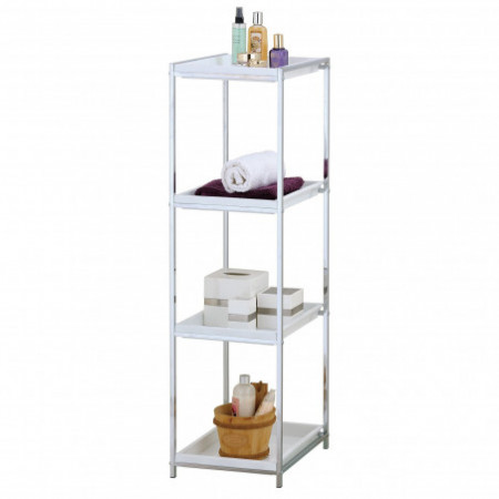 Scaffale Romina in Metallo Cromato e ABS Bianco, 31x38.5xh115 cm