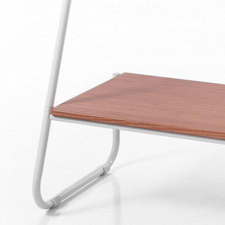 Stender / Porta Asciugamani in Metallo Bianco lucido / cromato e finitura Rovere, 80x48xh162 cm