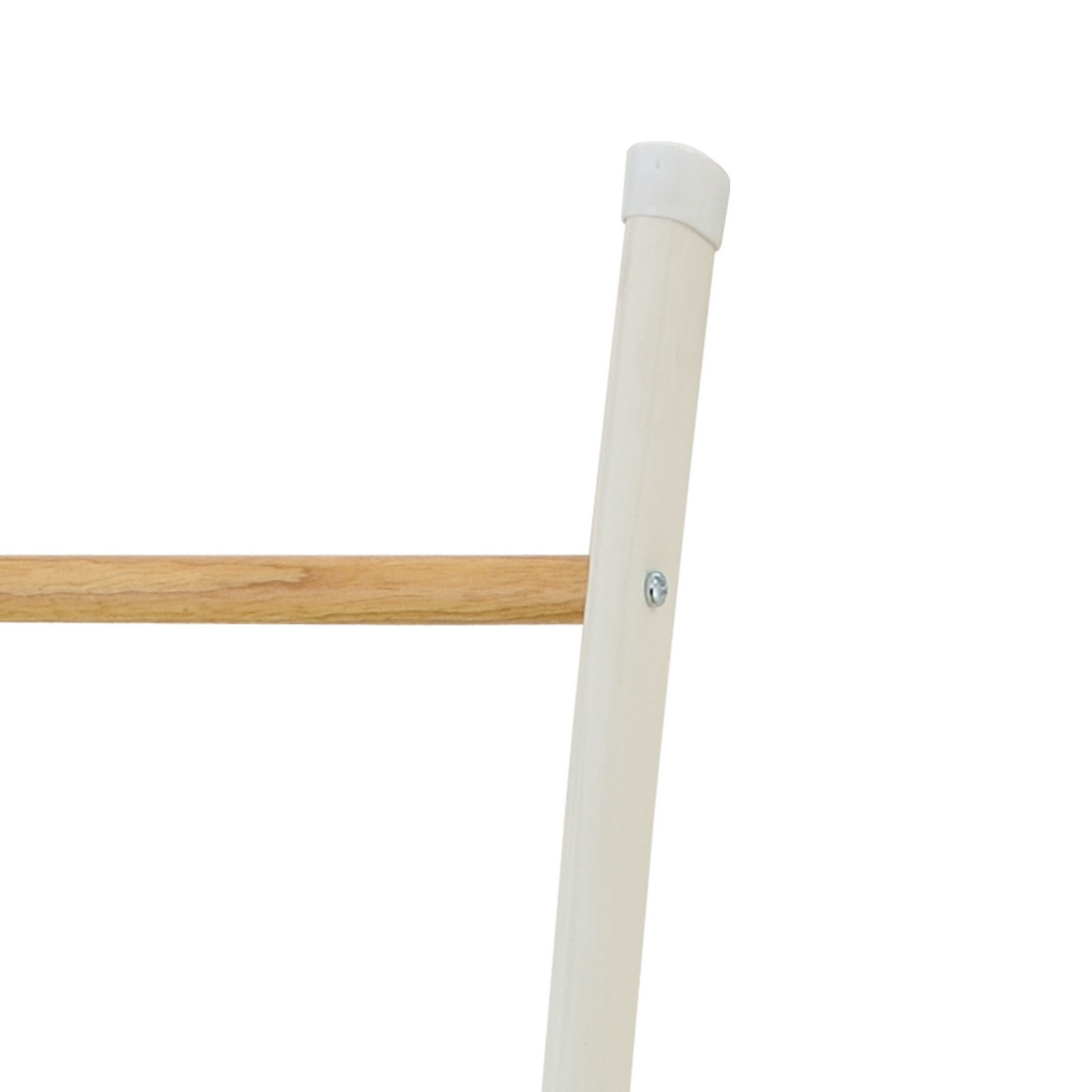 Scala Decorativa - Porta Asciugamani Nara in metallo Bianco opaco e legno finitura Rovere, 48x10xh154 cm