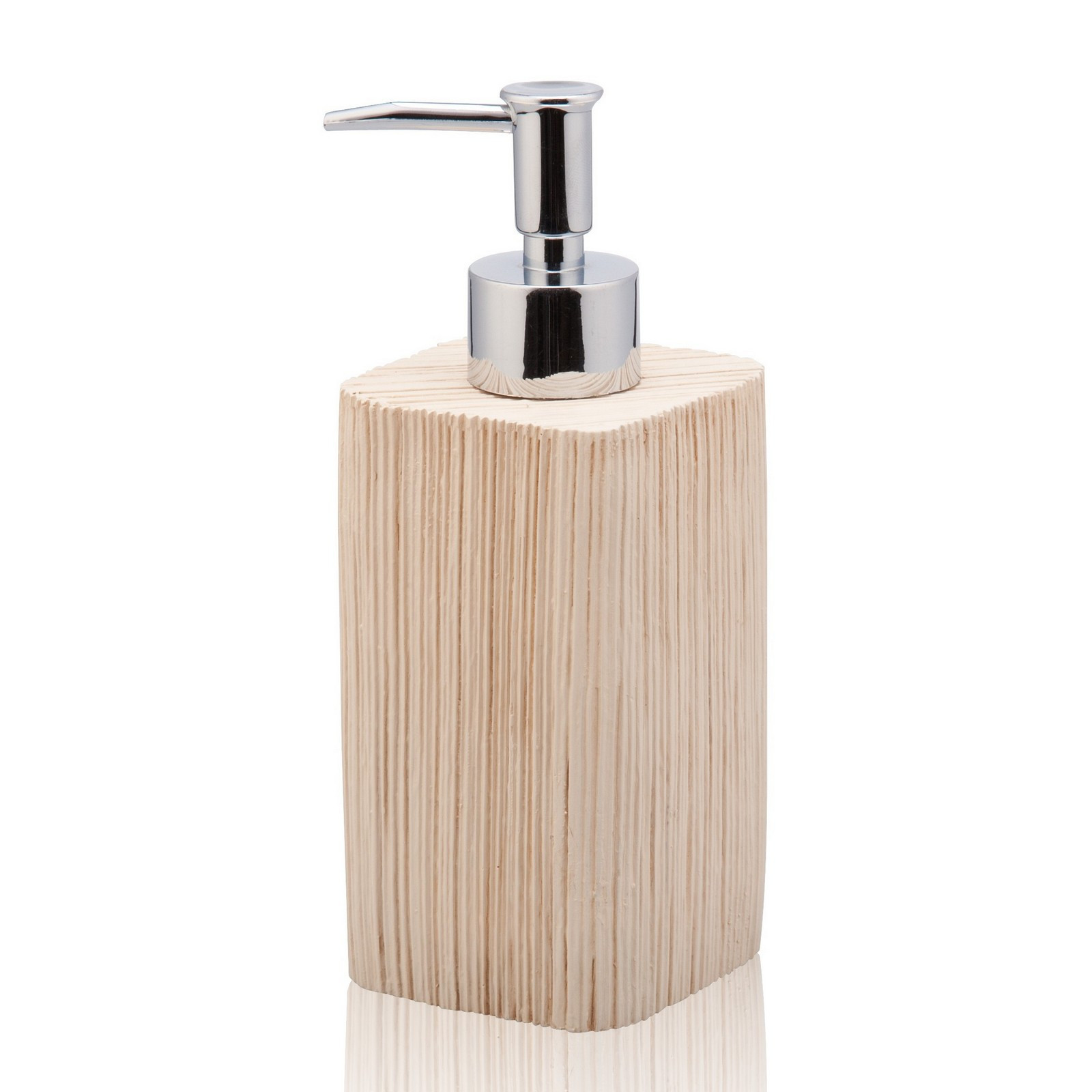 Dispenser Portasapone WOOD in ceramica effetto Legno, 6.5x6.5 h17.5 cm