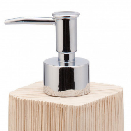Dispenser Portasapone WOOD in ceramica effetto Legno, 6.5x6.5 h17.5 cm