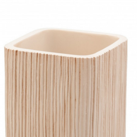 Bicchiere portaspazzolini WOOD in ceramica effetto Legno, 6.5x6.5 h11 cm