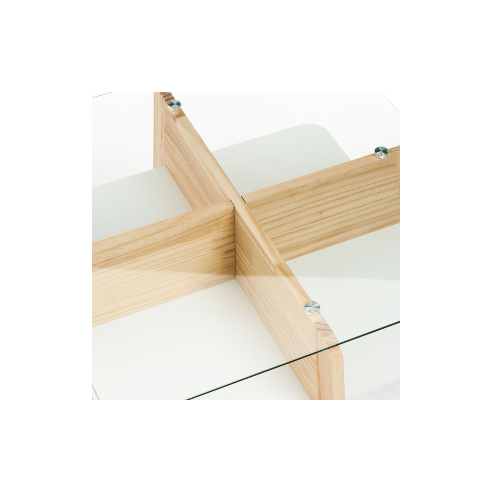 Tavolino MORO in Legno finitura rovere piano in Vetro trasparente, 60x60 h30 cm